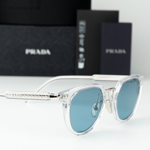 Prada Women Sunglasses Crystal Green Polarized Oval PR17YS 2AZ04D BRAND NEW - Picture 4 of 12